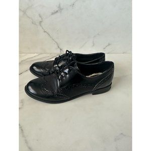 MARC FISHER Sailor Black Leather Oxford Flats Size 6